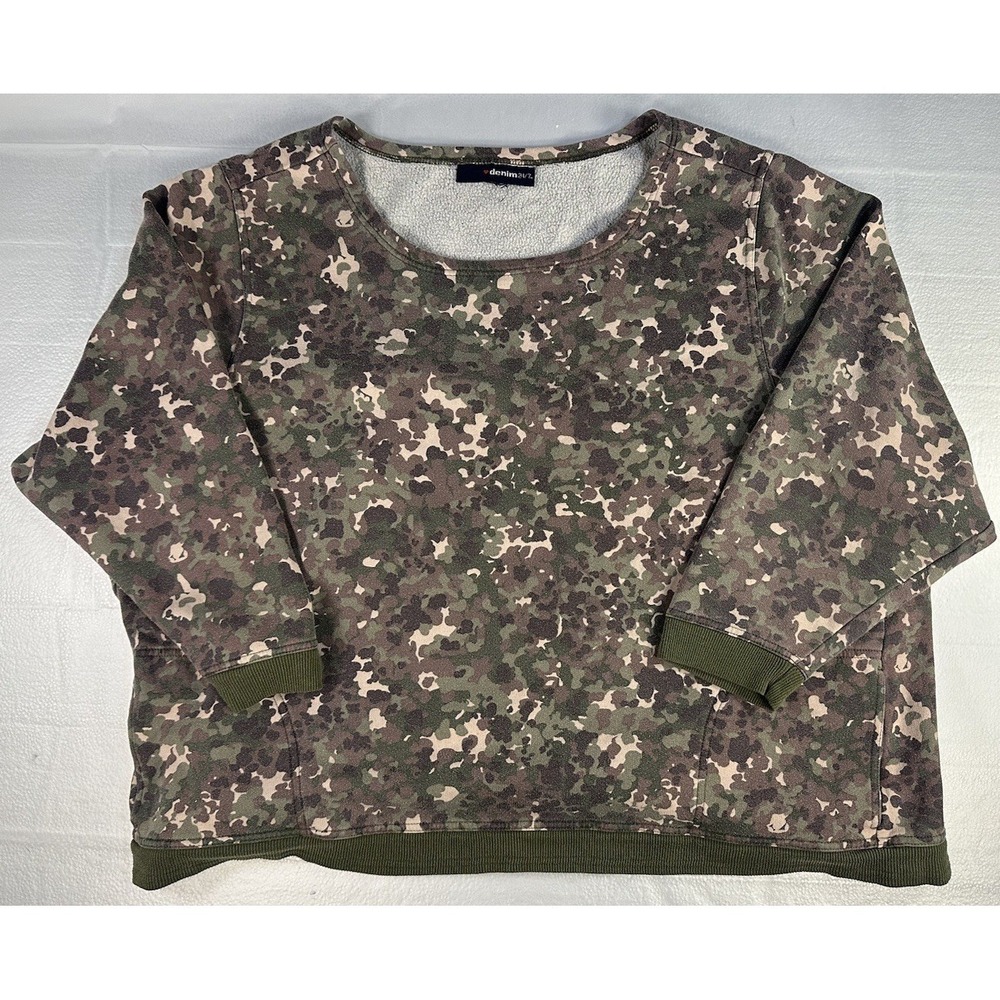 Denim 24 7 Sweater Womens 2XL Camo Sweatshirt Crewneck - Fleece‎